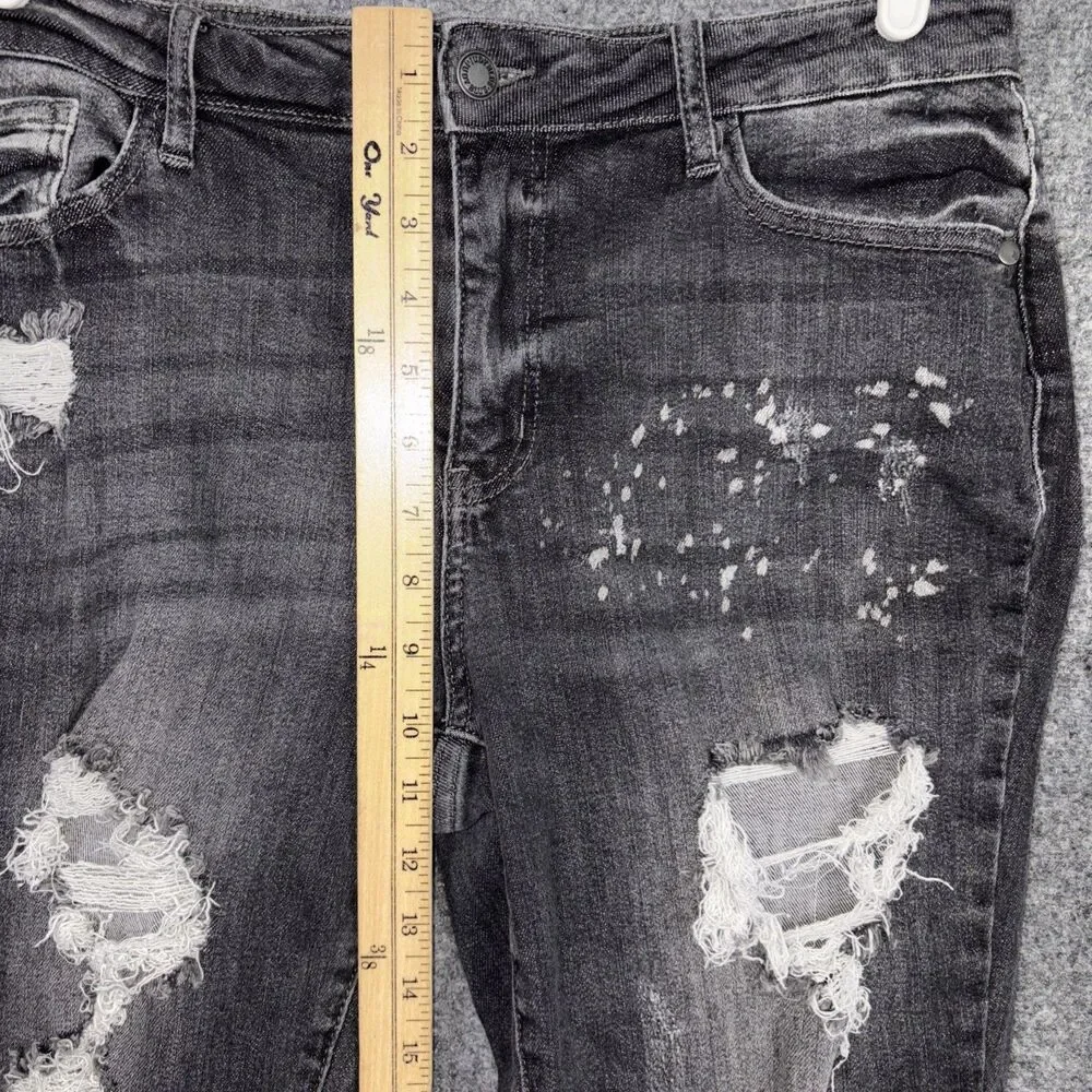 Judy Blue Jeans Womens Size 13 31 black Boyfriend Fit JB8867  Destroyed